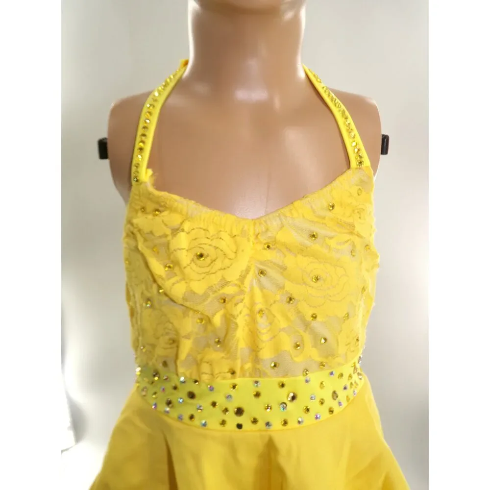 Pre-Owned Dance Costume Small Child Yellow Kelle Lace Dress Jazz Tap Musical Th